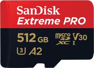 SanDisk Extreme PRO  R170/W90 microSDXC    512GB Kit, UHS-I U3, A2, Class 10 (SDSQXCZ-512G-GN6MA)