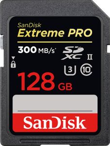 SanDisk Extreme PRO  R300/W260 SDXC    128GB, UHS-II U3, Class 10 (SDSDXDK-128G-GN4IN)