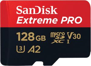 SanDisk Extreme PRO R200/W90 microSDXC 128GB Kit, UHS-I U3, A2, Class 10 (SDSQXCD-128G-GN6MA)