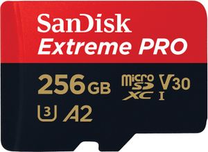 SanDisk Extreme PRO R200/W140 microSDXC 256GB Kit, UHS-I U3, A2, Class 10 (SDSQXCD-256G-GN6MA)